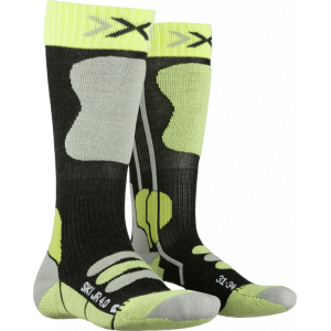 X-Socks Ski Jr 4.0 Anthracite Melange/Green Lime