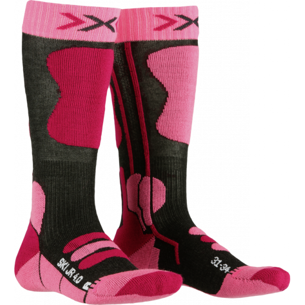 X-Socks Ski Jr 4.0 Anthracite Melange/Pink