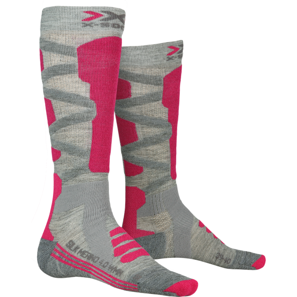 Skarpety damskie X-Socks Ski Rider 4.0 Woman Szaro-Różowe